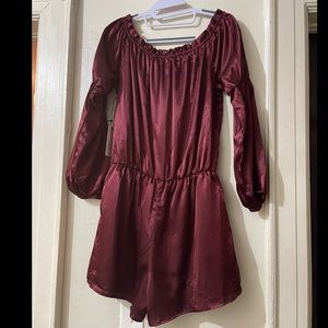 Burgundy Long Sleeve Romper